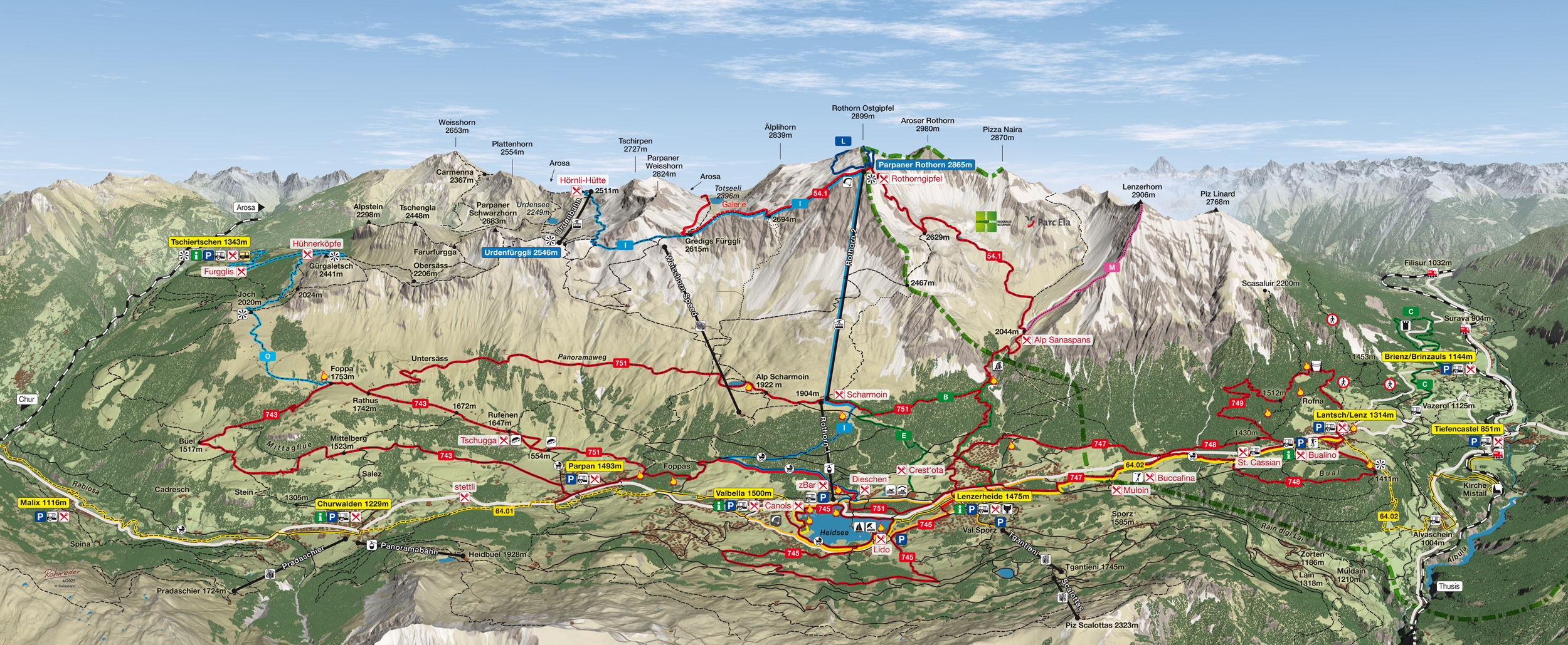 Lenzerheide Winter Wandern Scalottas 3D Karte