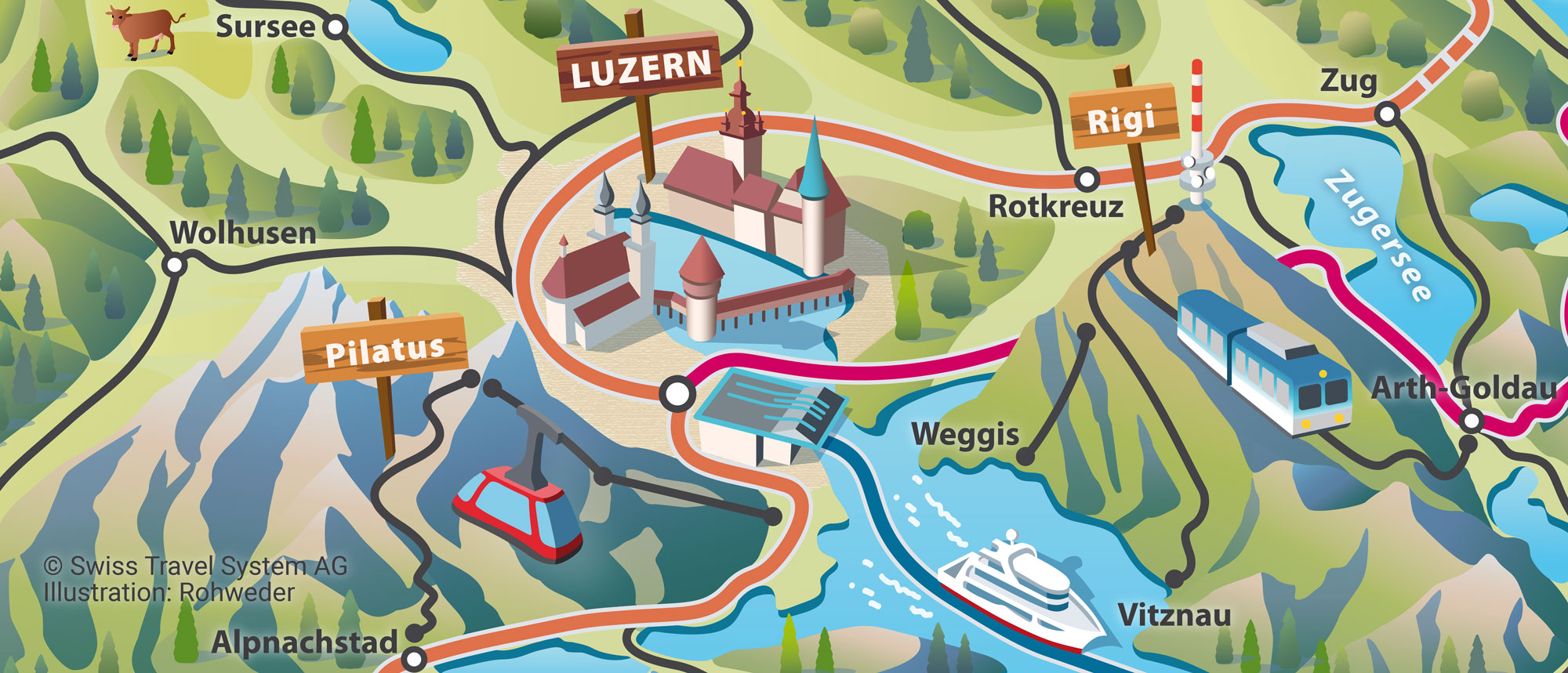 Luzern Illustration Karte