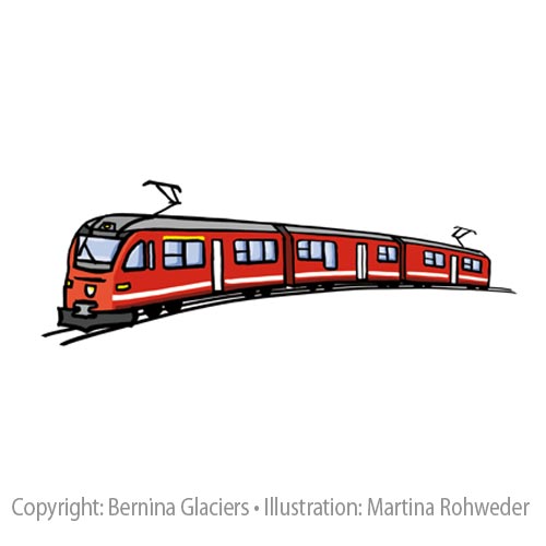 Illustration Bernina Glaciers Karte - Rhätische Bahn Wagen