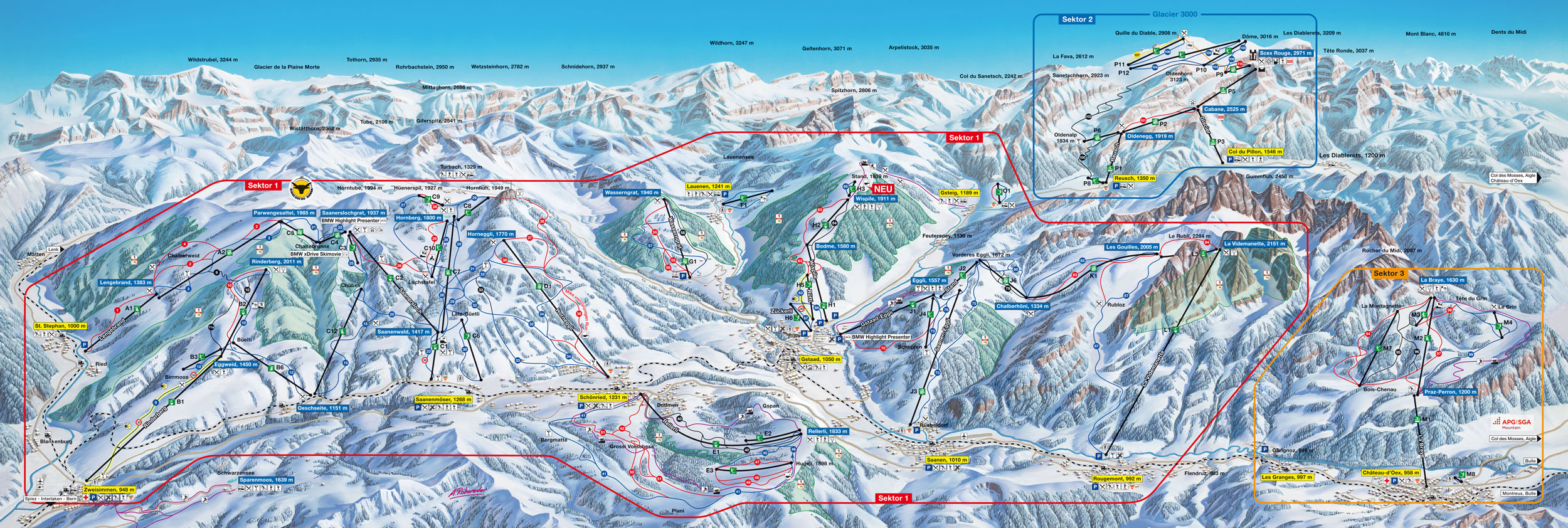 Gstaad Winter Ski Map Pistenplan