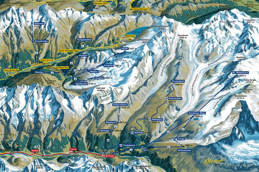 Matherhorn Gotthard Bahn Erlebnis Card Panoramakarte - Zermatt