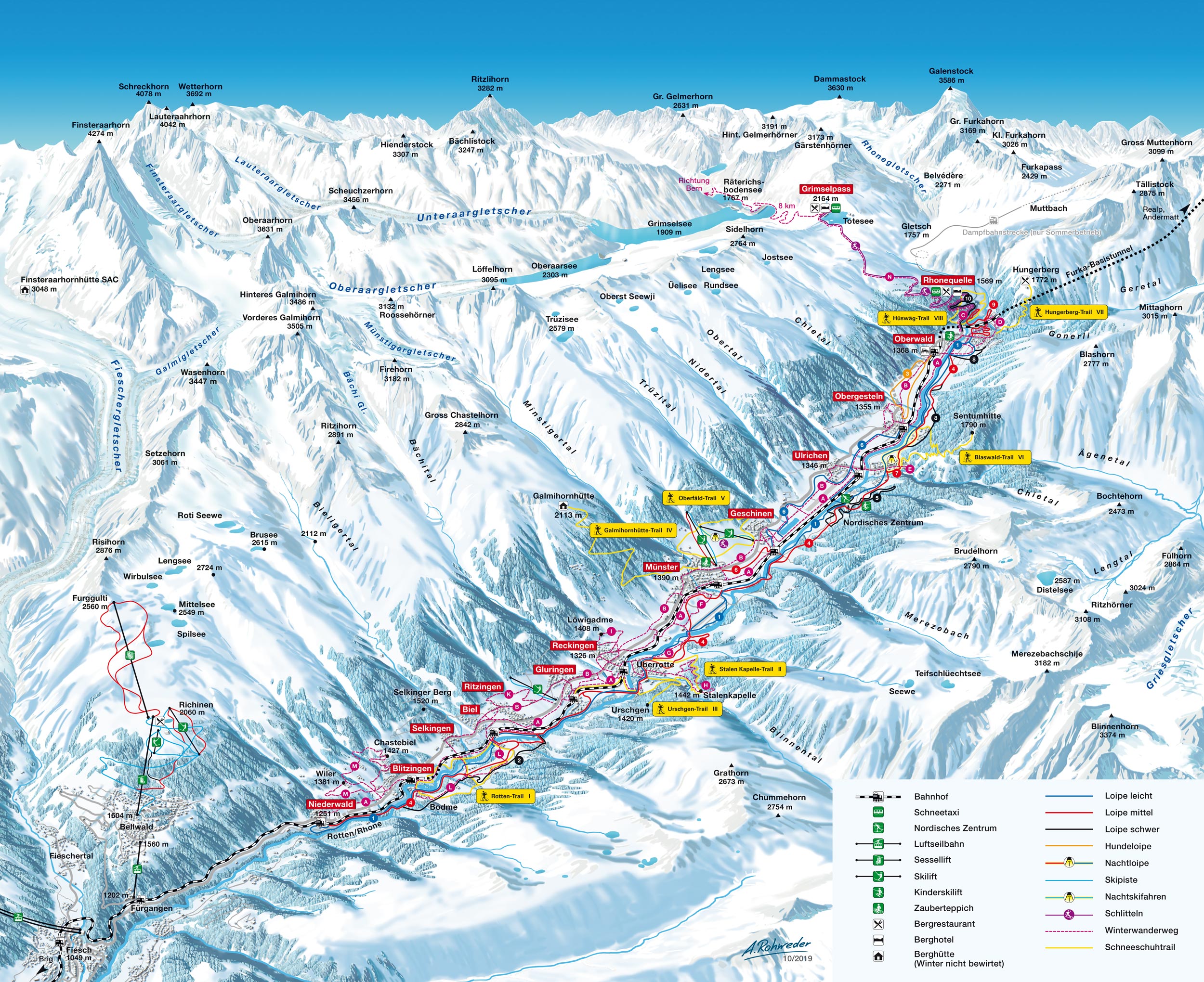 Obergoms Winter Langlaufloipen Karte
