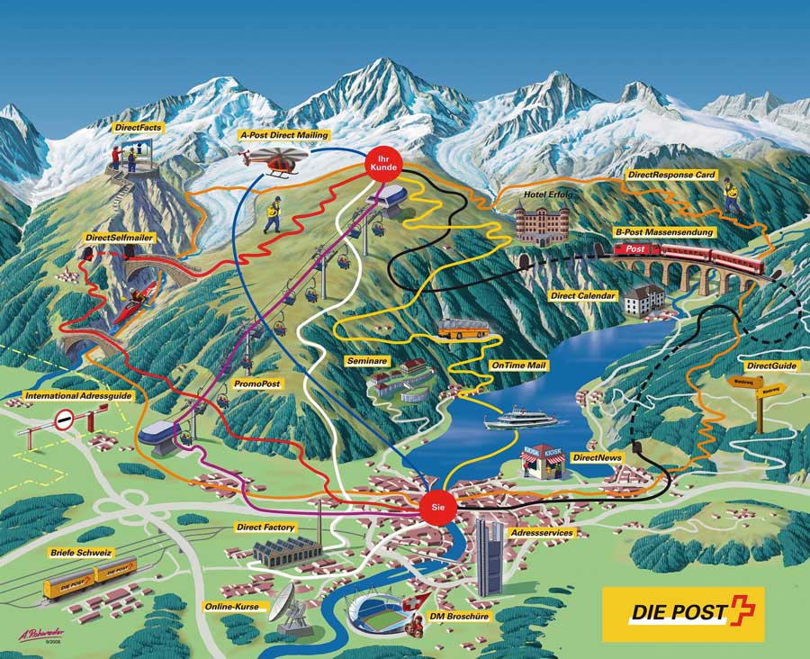 Illustrierte Karte PostMail