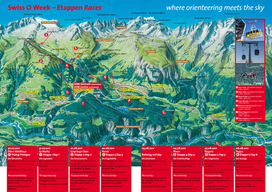 Panoramakarte des Schweizer Mehrtage-Orientierungslaufs 2011 in Flims-Laax