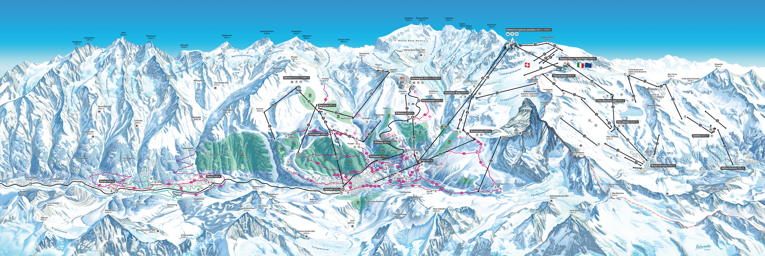 Zermatt Winterwege Karte trail map